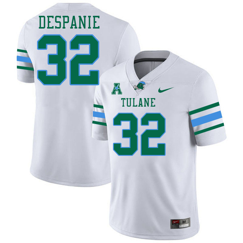#32 Bailey Despanie Tulane Green Wave Jersey College Football Uniforms,Apparels Stitched-White